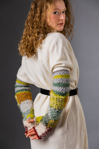 MOSAIC HAND AND ARM WARMERS-Merino Wool, Alpaca &amp; Silk